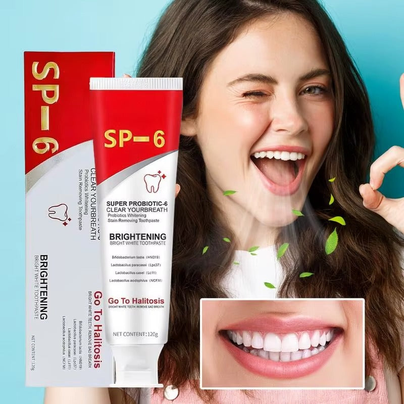SP-6™ معجون أسنان بروبيوتيك لتبييض فائق وابتسامة مشرقة